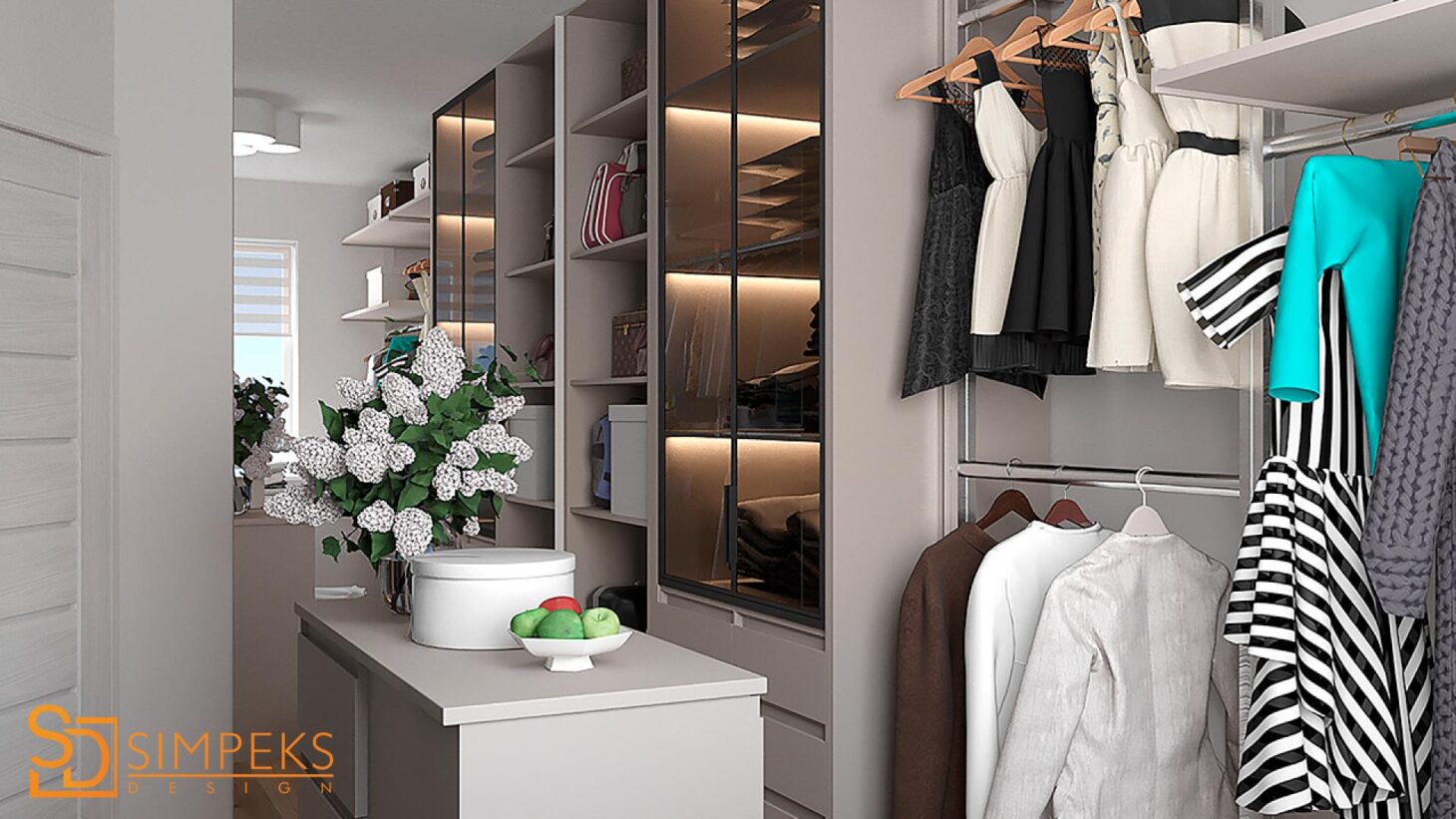 Dressing room with lighting
