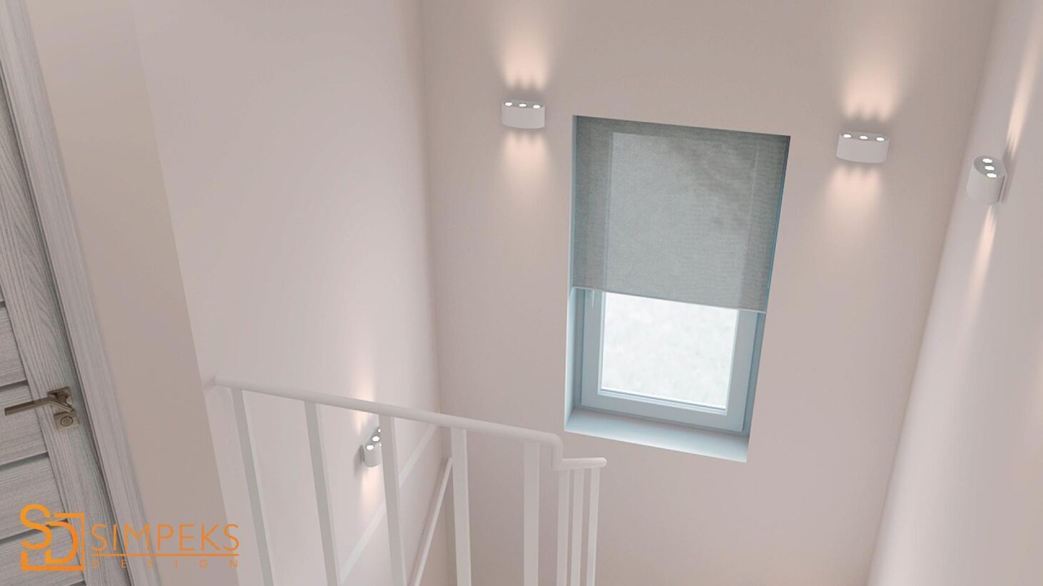 Sconce above the stairs