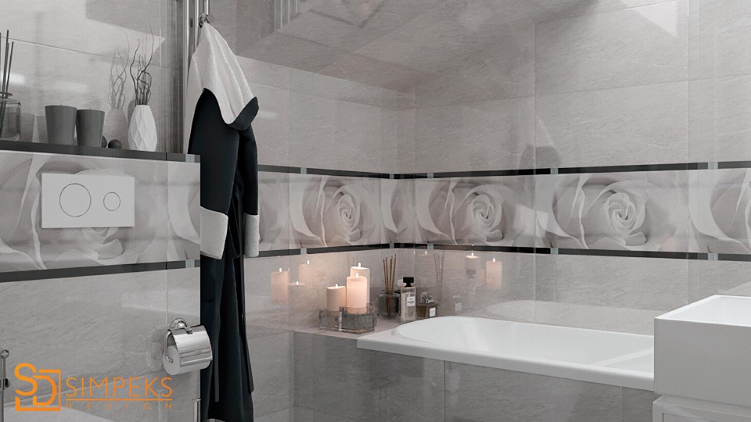 Bathroom design with bevels