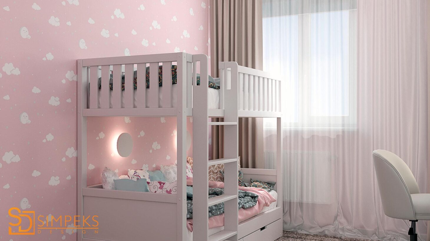 Children's room with a bunk bed