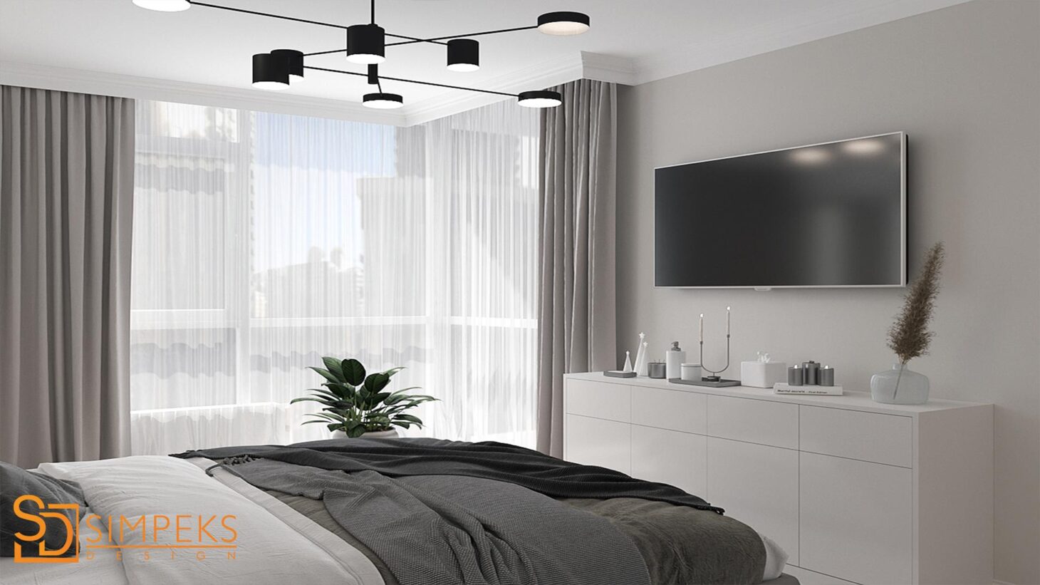 Bedroom with panoramic windows
