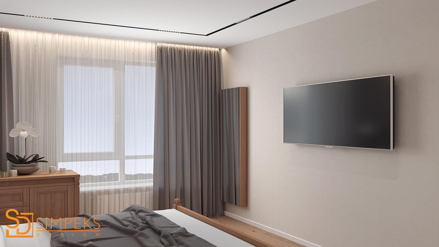 Bedroom in warm colors