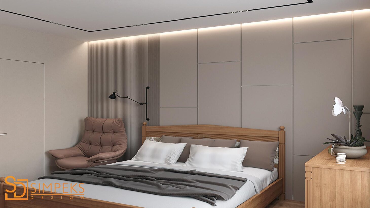 Panels behind the bed