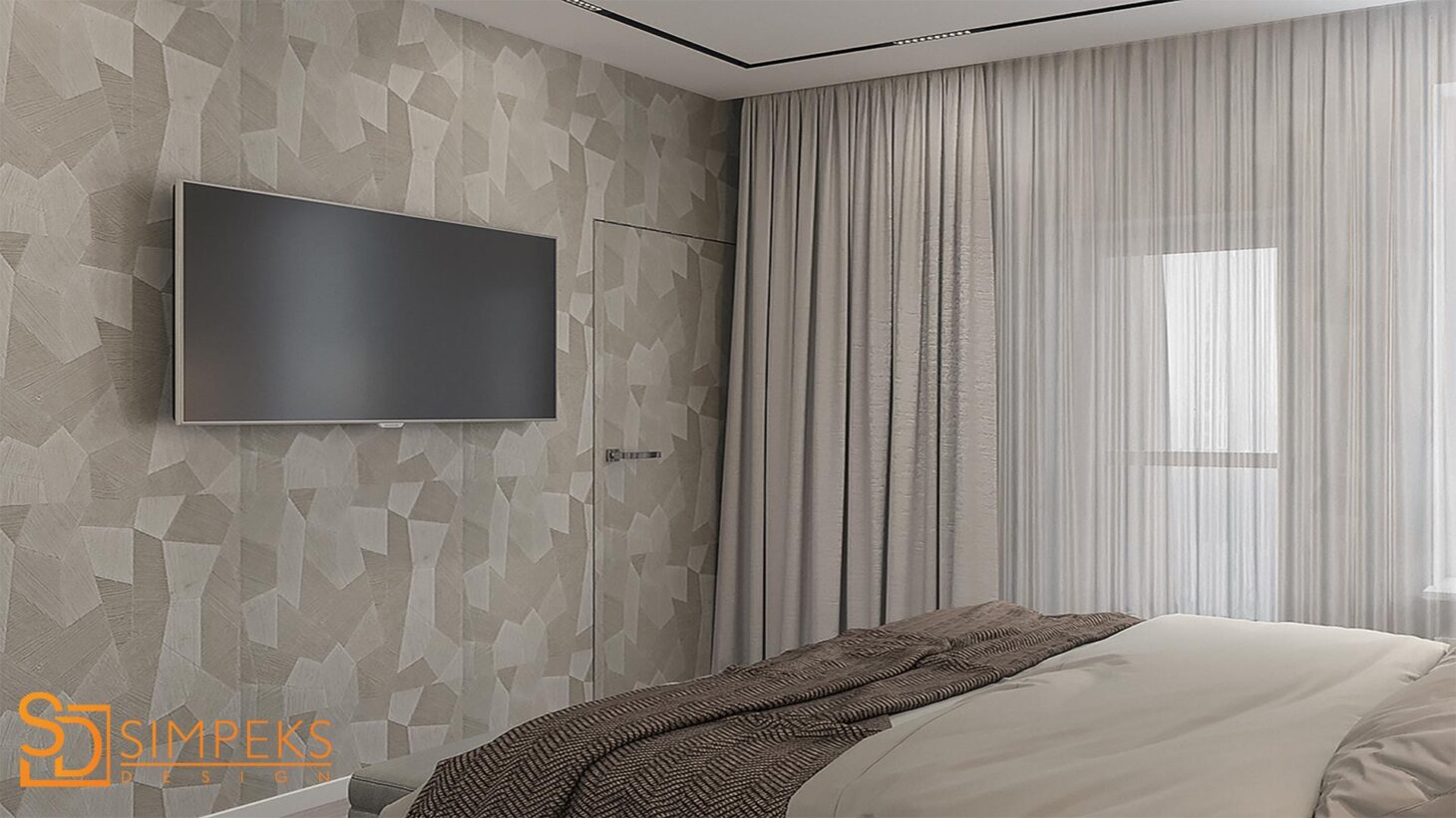 Designer wallpaper on the wall
