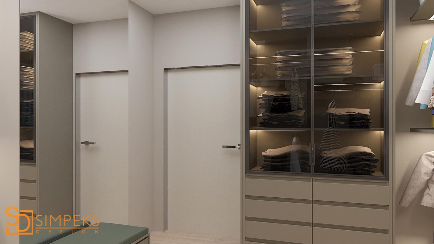 Dressing room with lighting