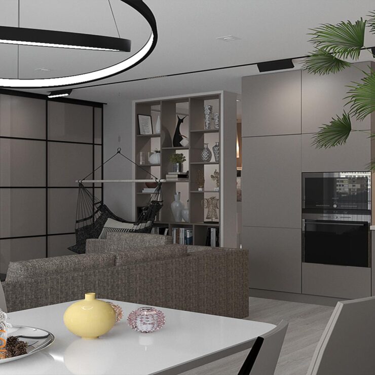 Design of a one-room apartment in Kyiv, RC Shevchenkivskyi (60 sq.m.)