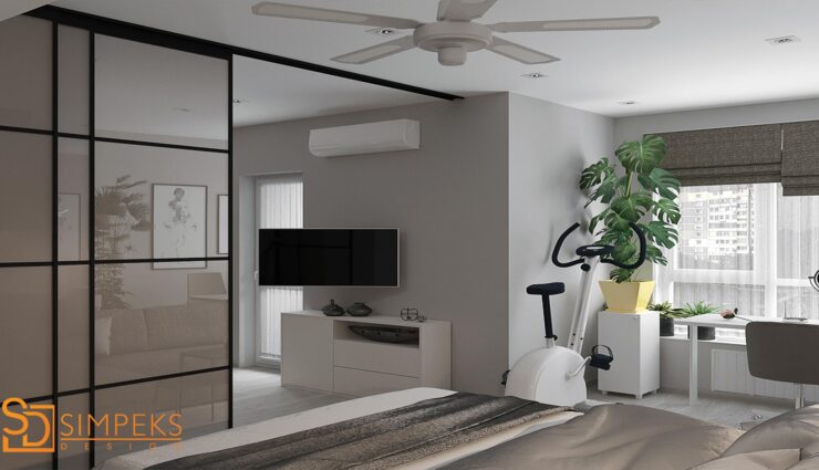 A partition from the bedroom to the living room
