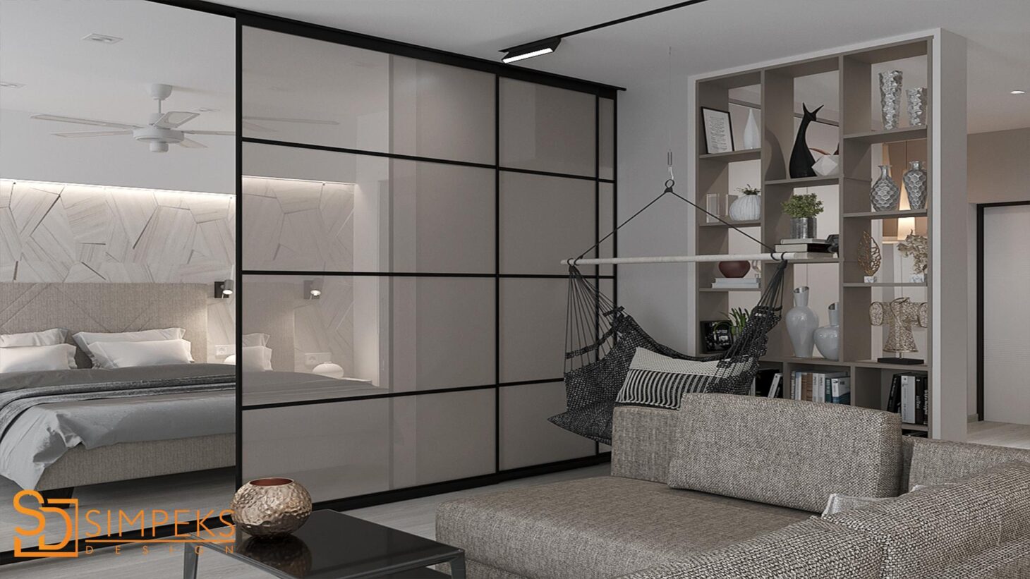 The apartment is in a modern style