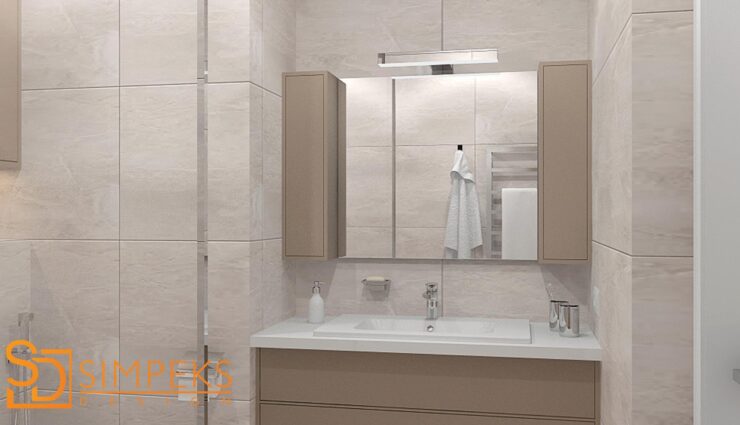 Bathroom with a mirror