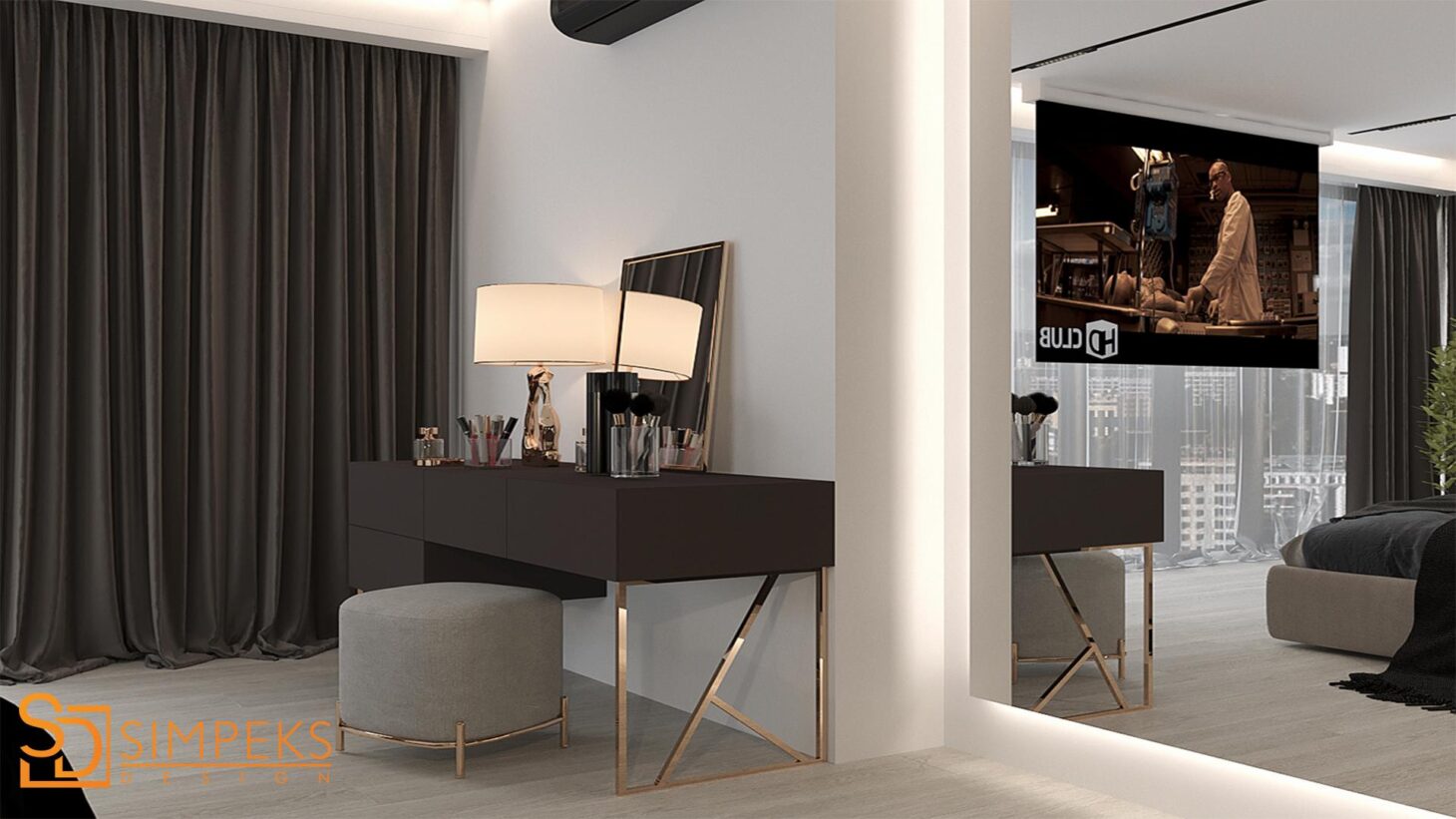 Dressing table in art deco style in the bedroom