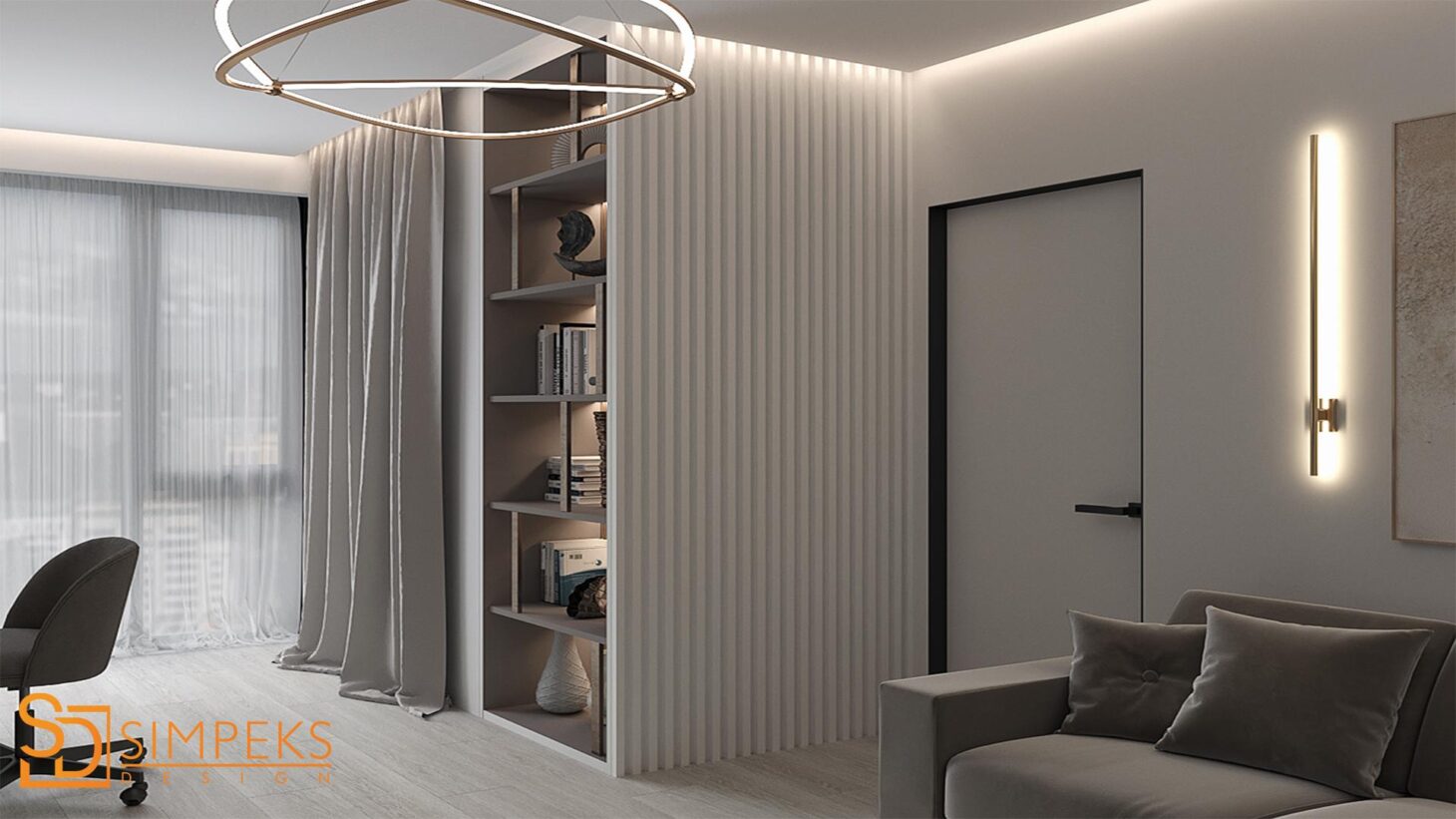 Cabinet in art deco style with decorative slats