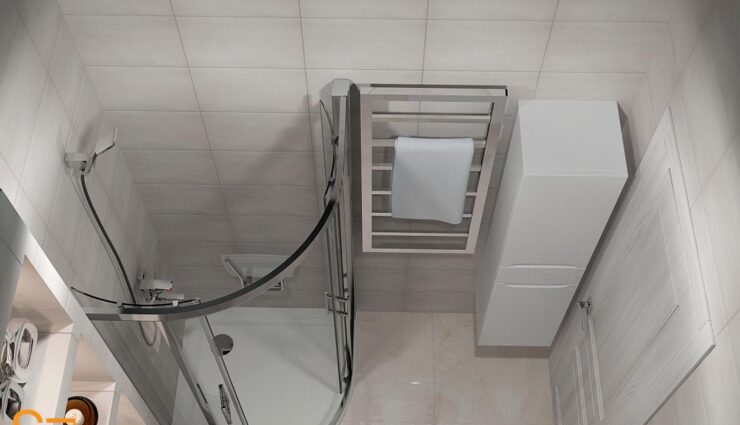 Gray tiles in the bathroom