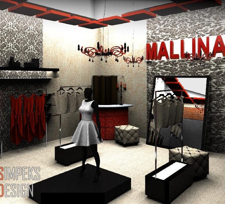 Boutique design in red and black colors, Kyiv, MALLINA (35 sq.m.)