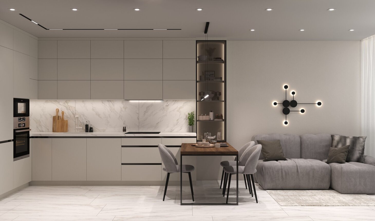 Kitchen in a one-room apartment
