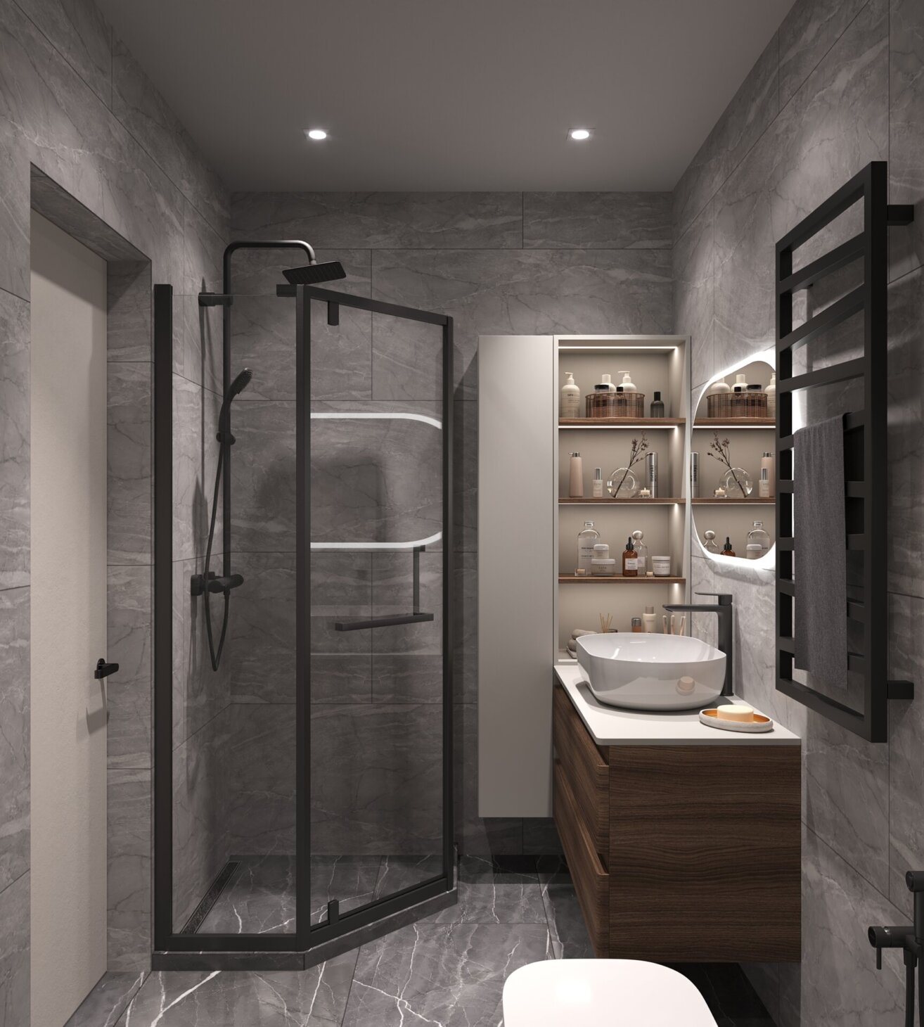Black plumbing in the bathroom