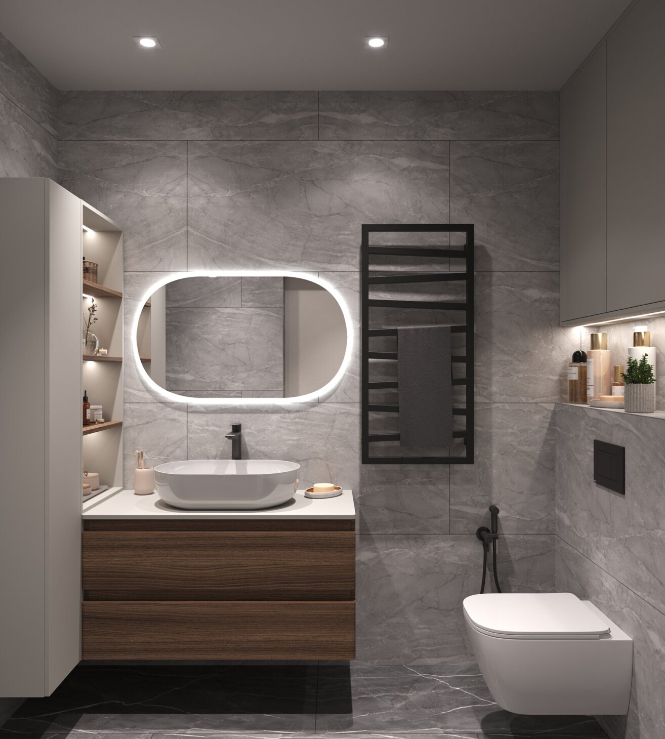 Oval mirror with backlight