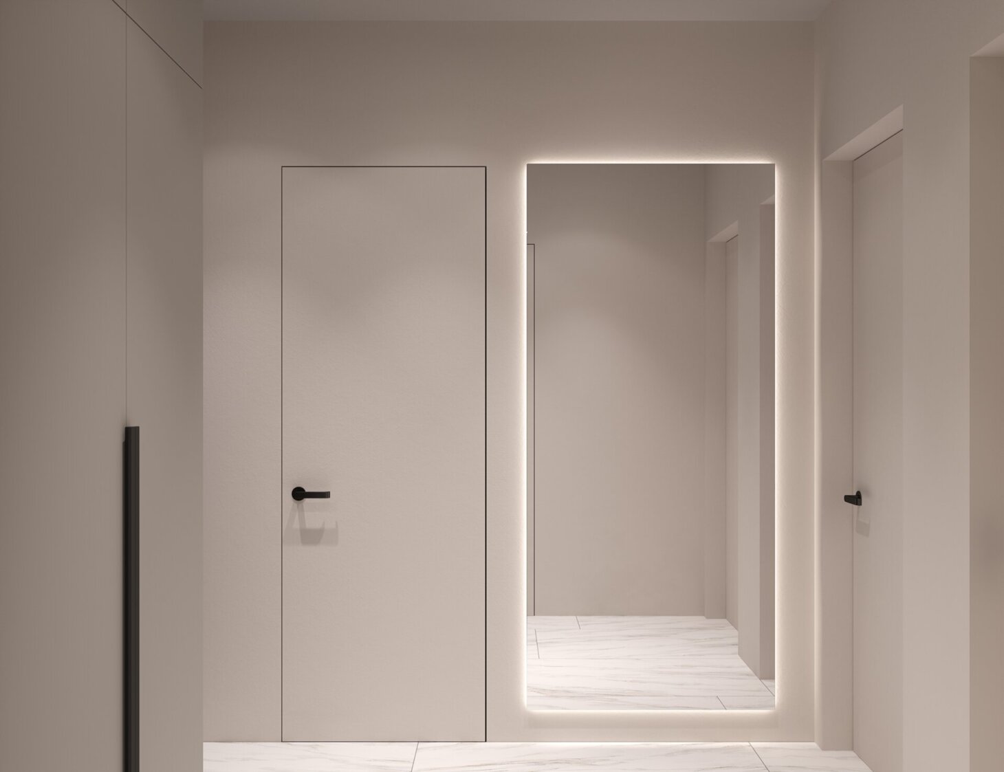 Large mirror in the hallway