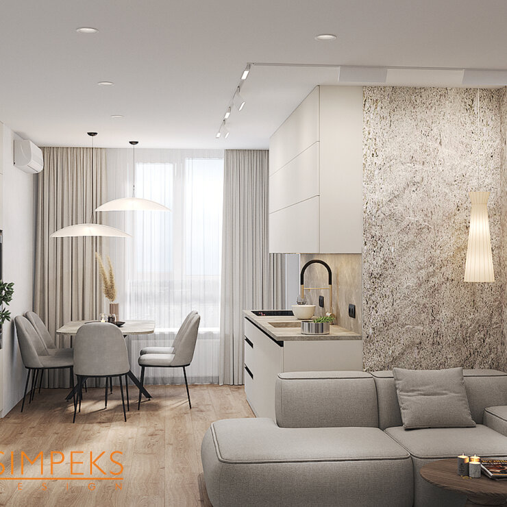Design of a two-room apartment of 64 sq.m. in the UNO City House residential complex in Kyiv.